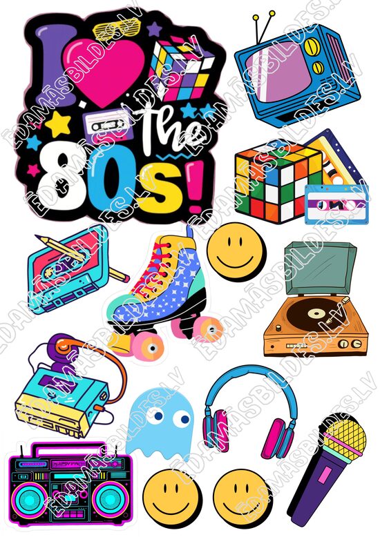 Cukura papīrs ar apdruku "Back To The 80s" Nr2